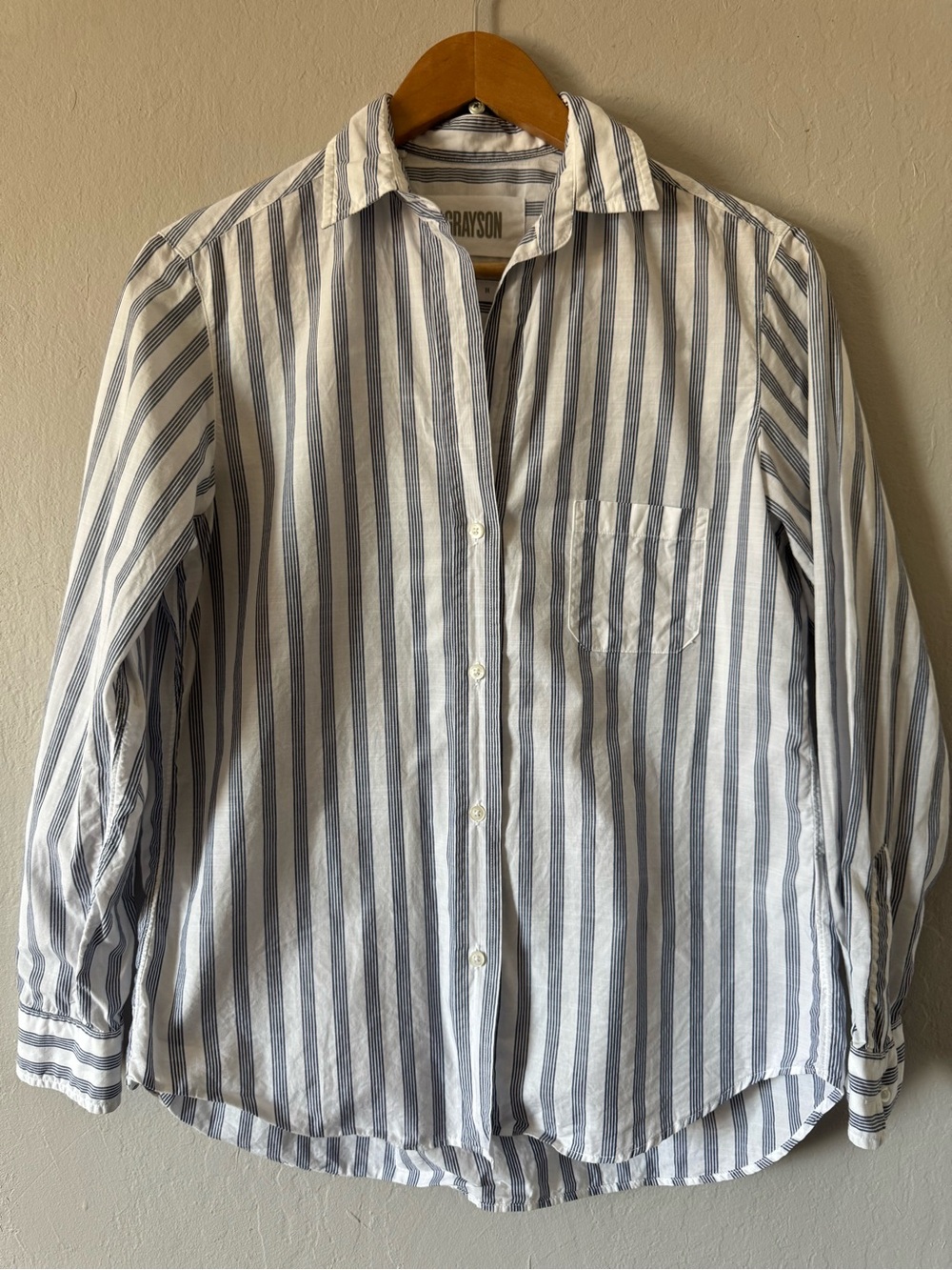 Grayson Hero Navy Striped Long Sleeve Button Down